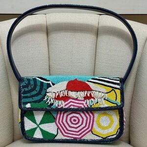 NWOT STAUD Tommy Beaded Bag Umbrella Print